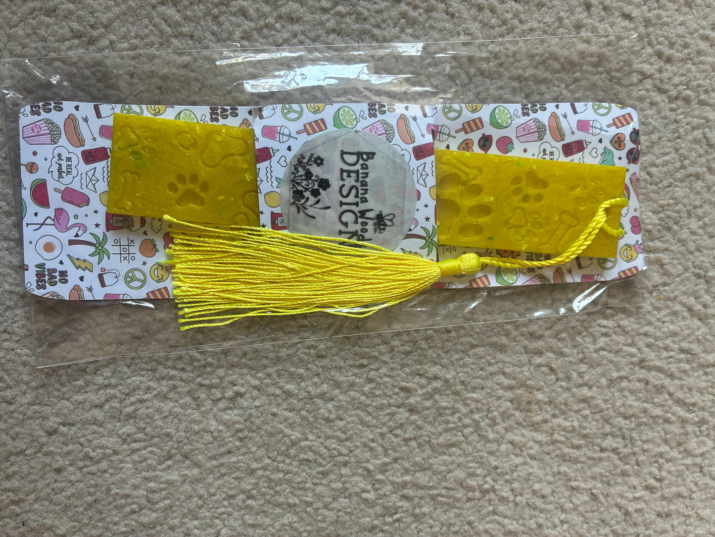 Yellow Pawprint Resin bookmark