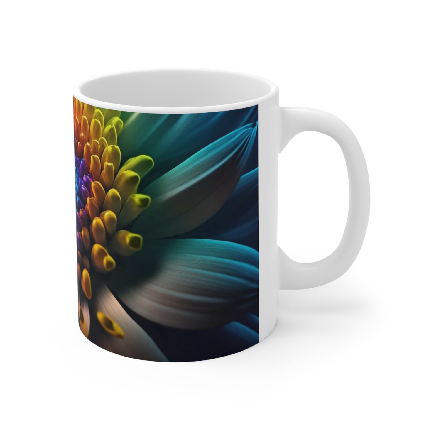 Rainbow flower ceramic coffee mug 11oz