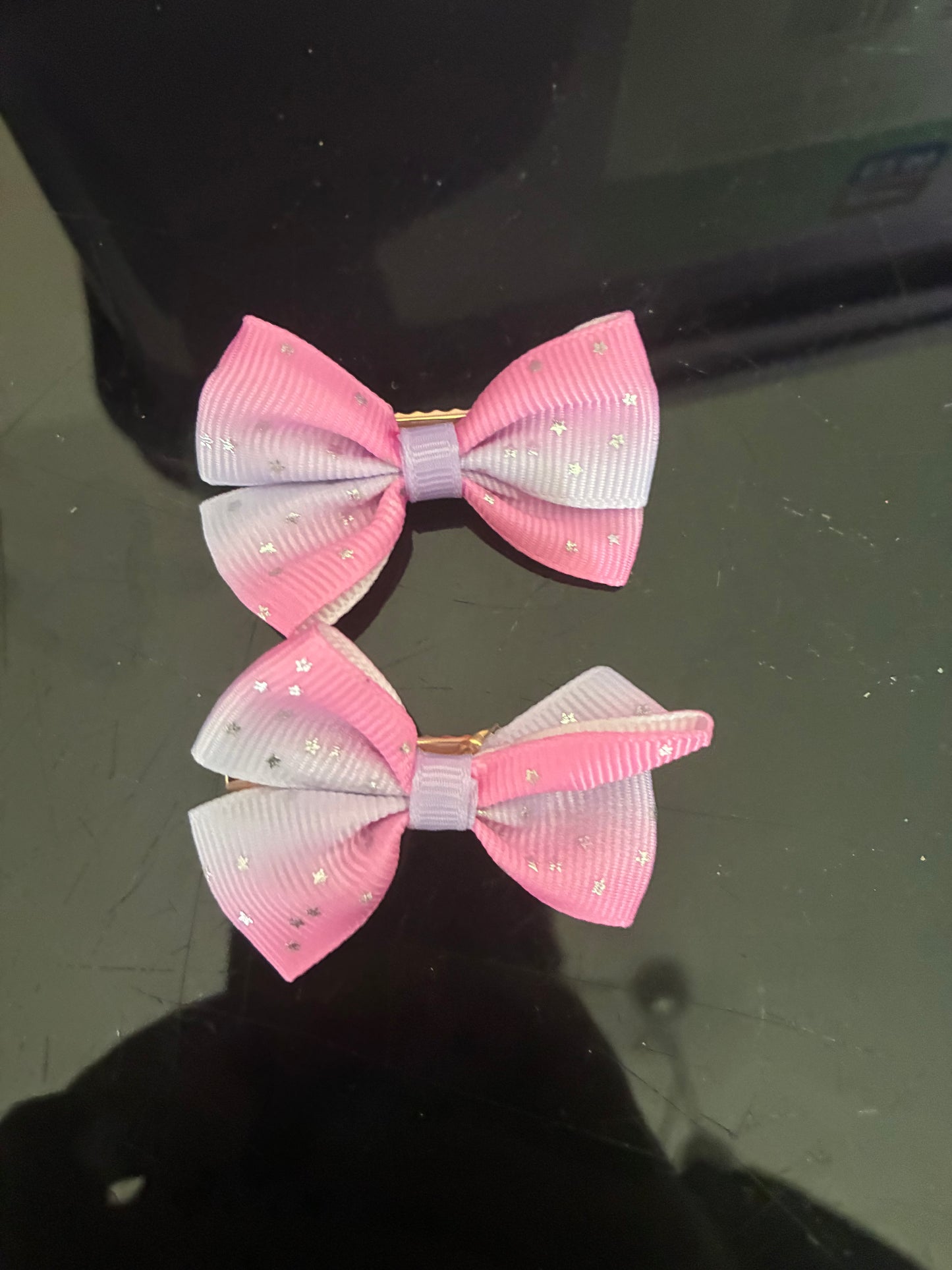 Pink and Purple Colourful Hair Bows x2 pack