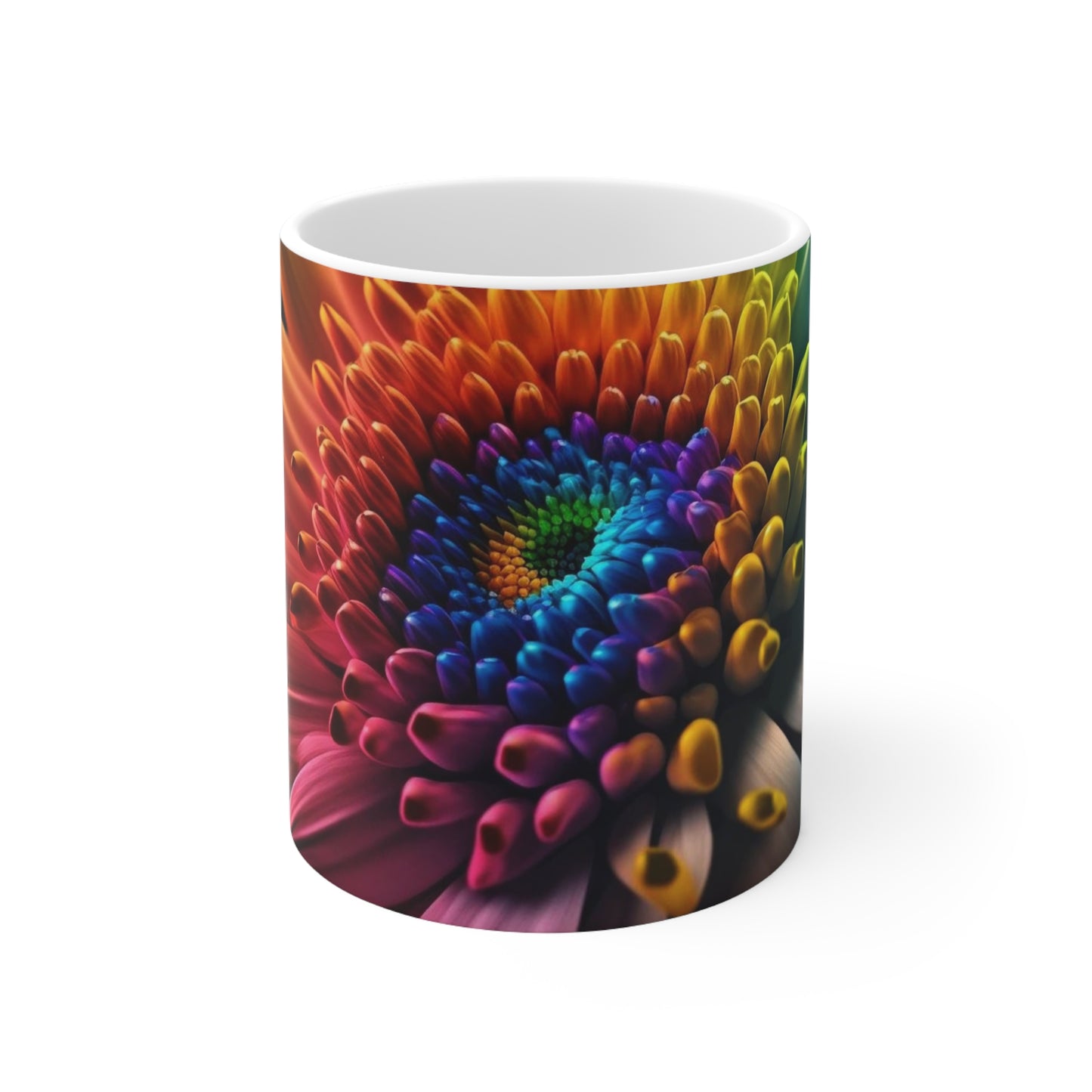 Rainbow flower ceramic coffee mug 11oz