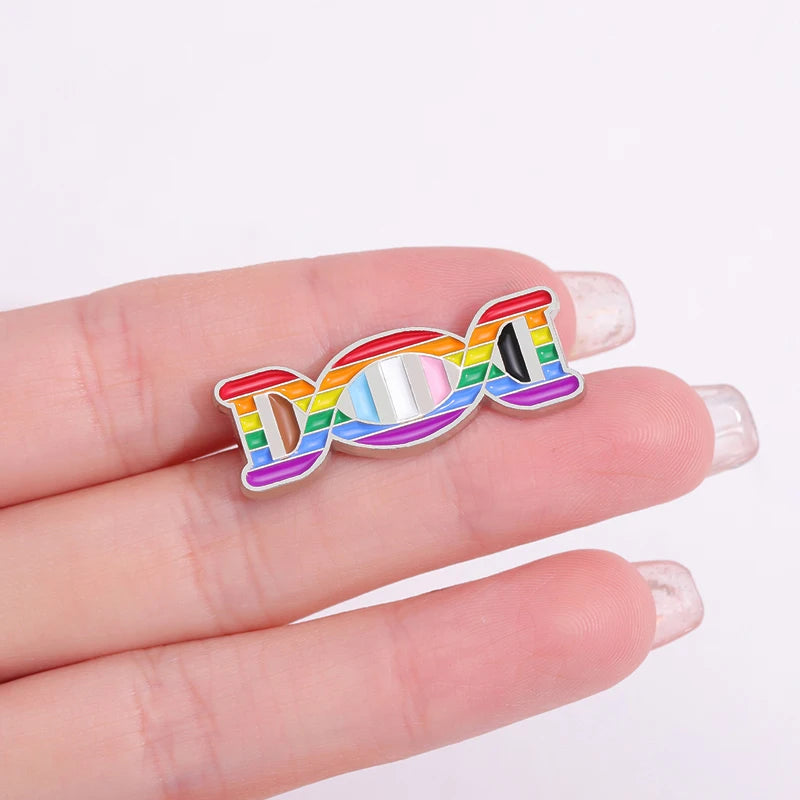 Rainbow DNA Enamel Pin Badge