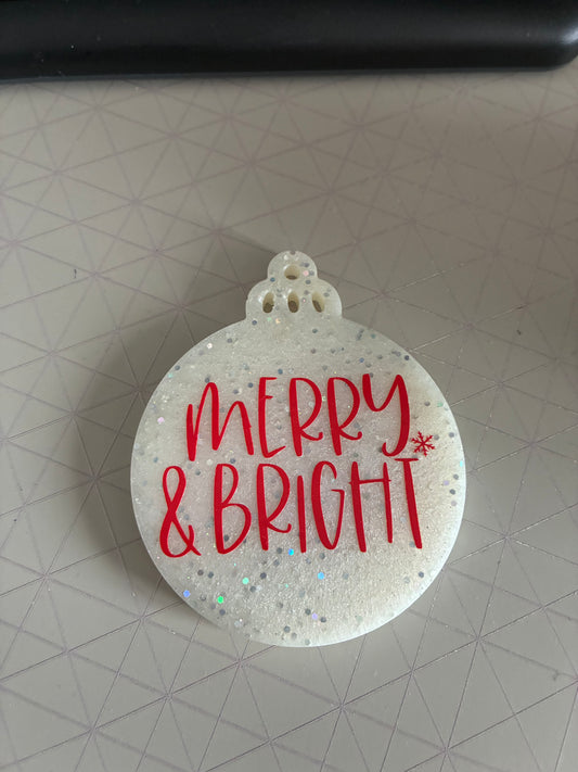 Unique Resin flat bauble with vinyl decor