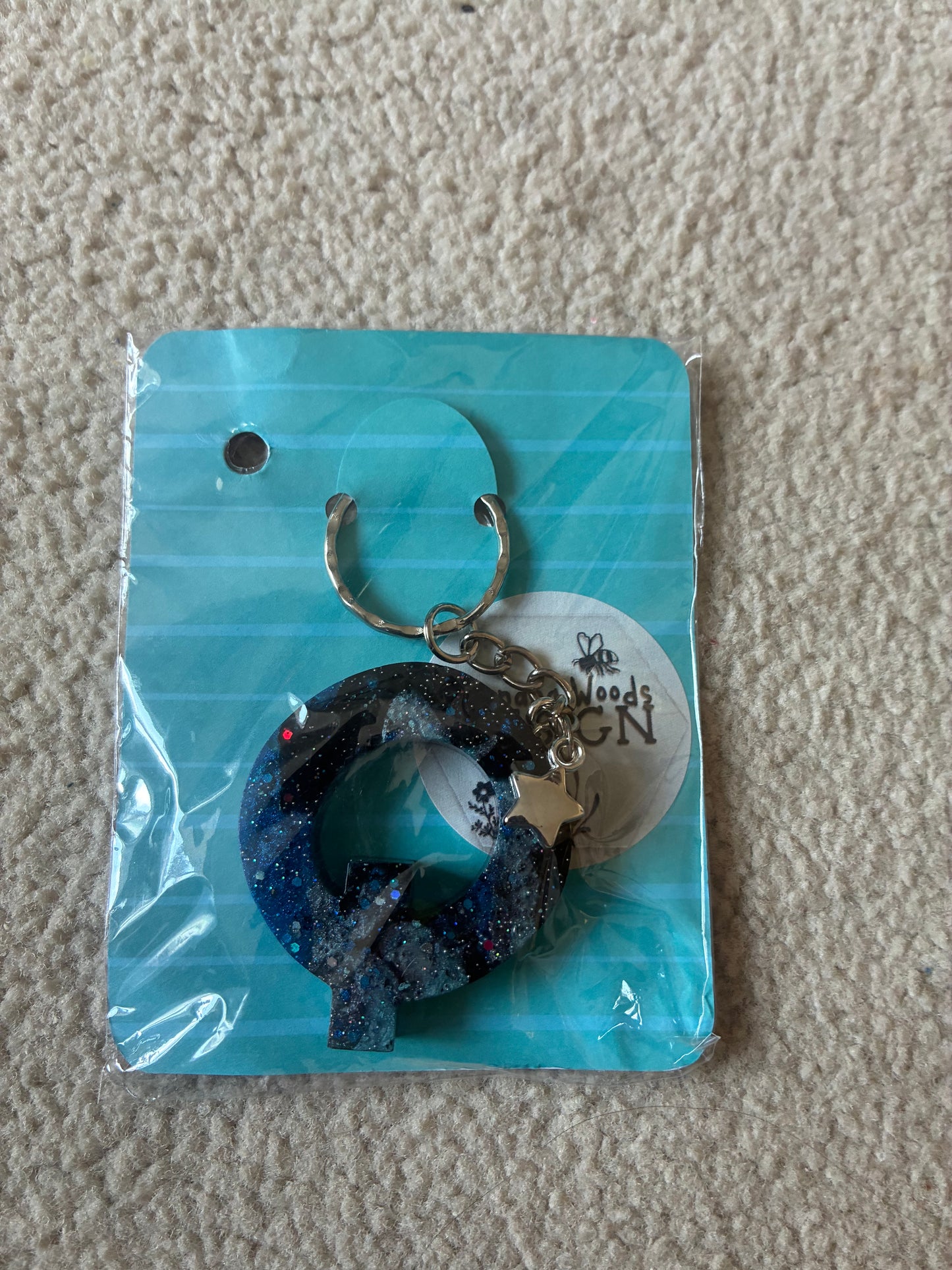 Q Resin initial keyring