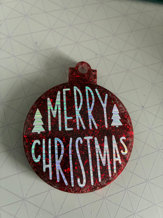 Unique Resin Flat Bauble with vinyl quote