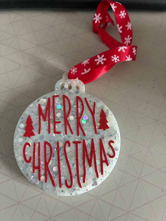 Unique Resin Flat Bauble with vinyl quote
