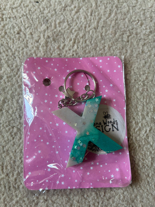 X Resin initial keyring