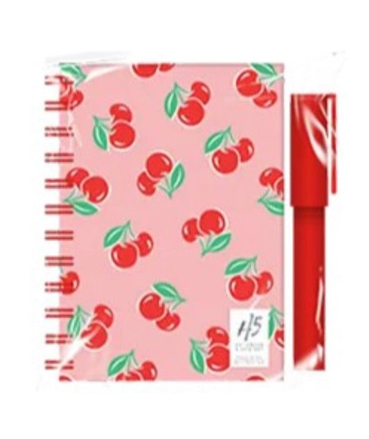 Wire Notebook and Pen Set (Cherries)