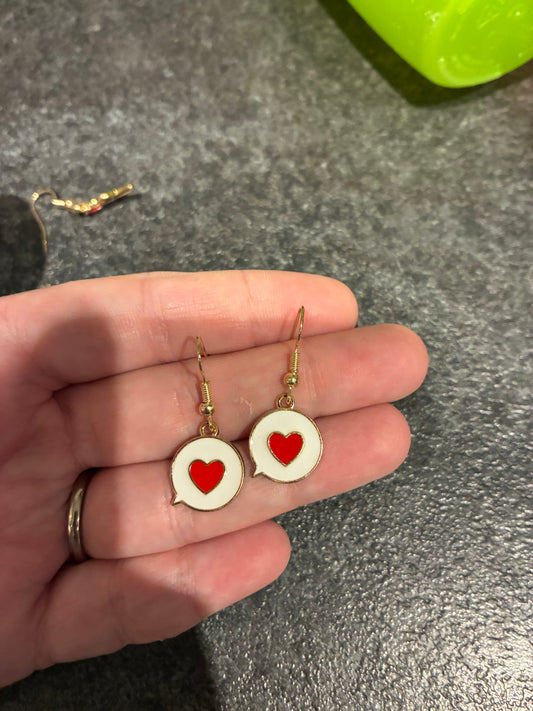 Heart Message Enamel earrings