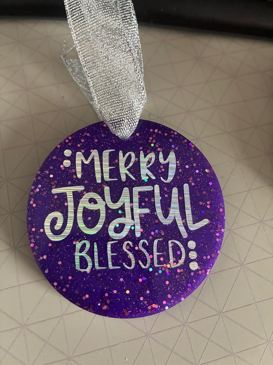 Unique Resin Flat Bauble with vinyl quote