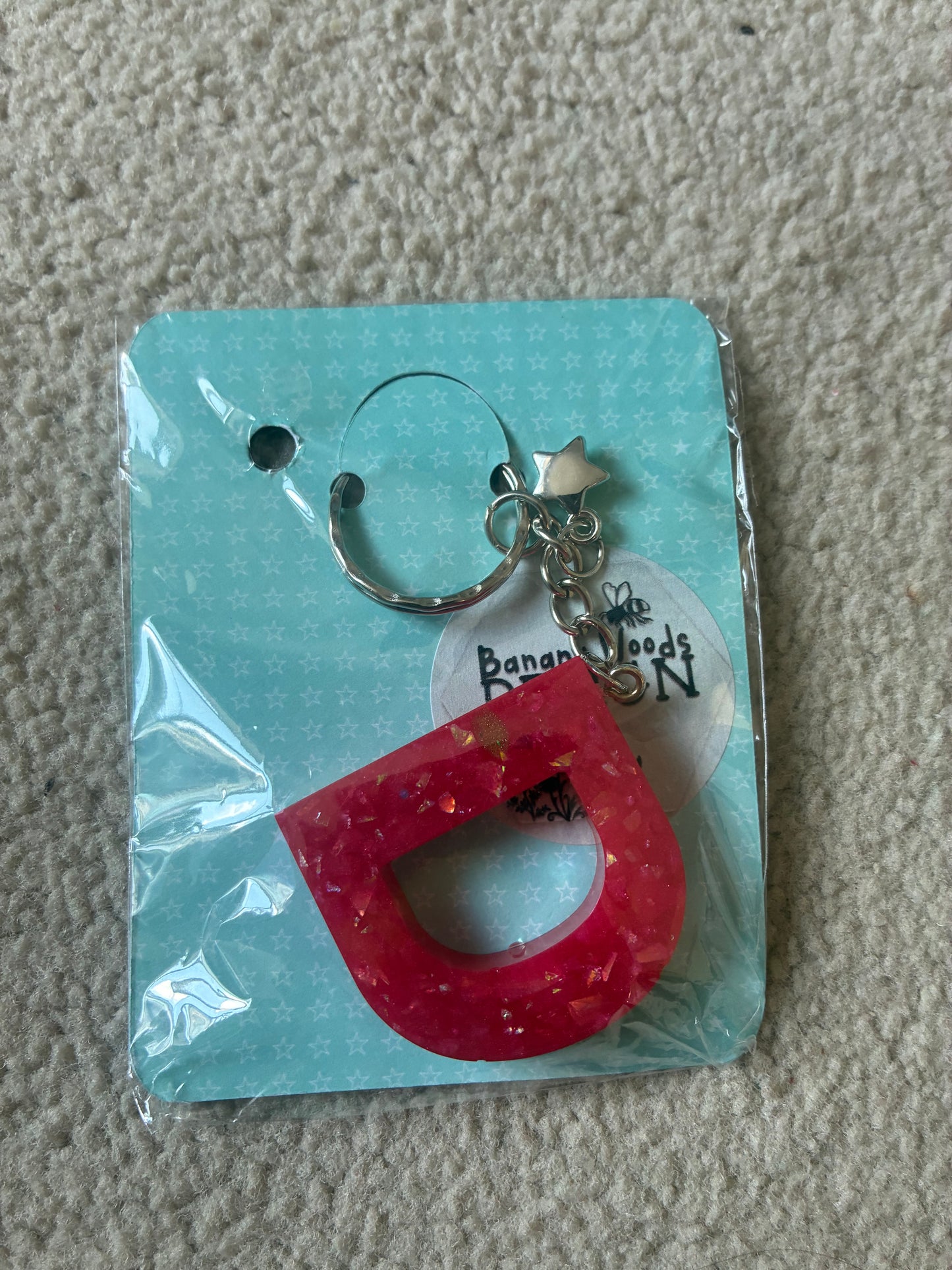 D Resin initial keyring