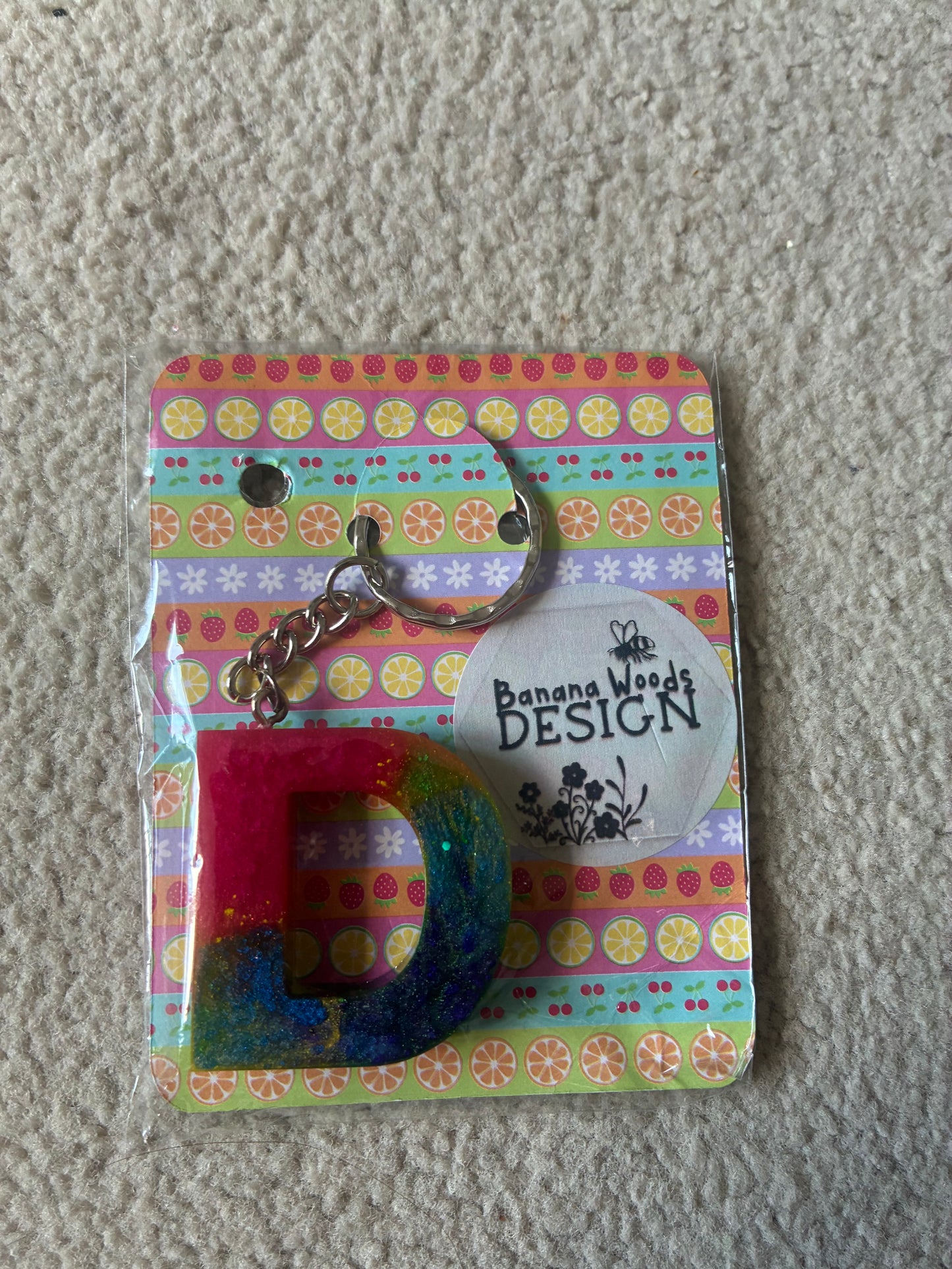D Resin initial keyring