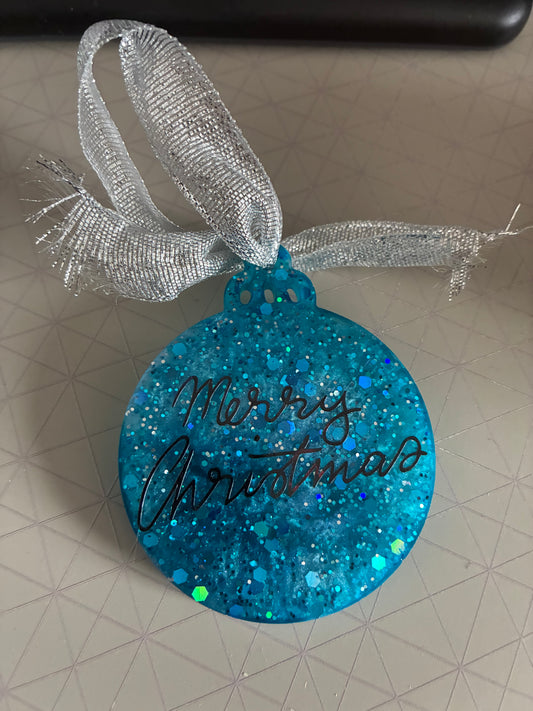Unique Resin Flat Bauble with vinyl quote