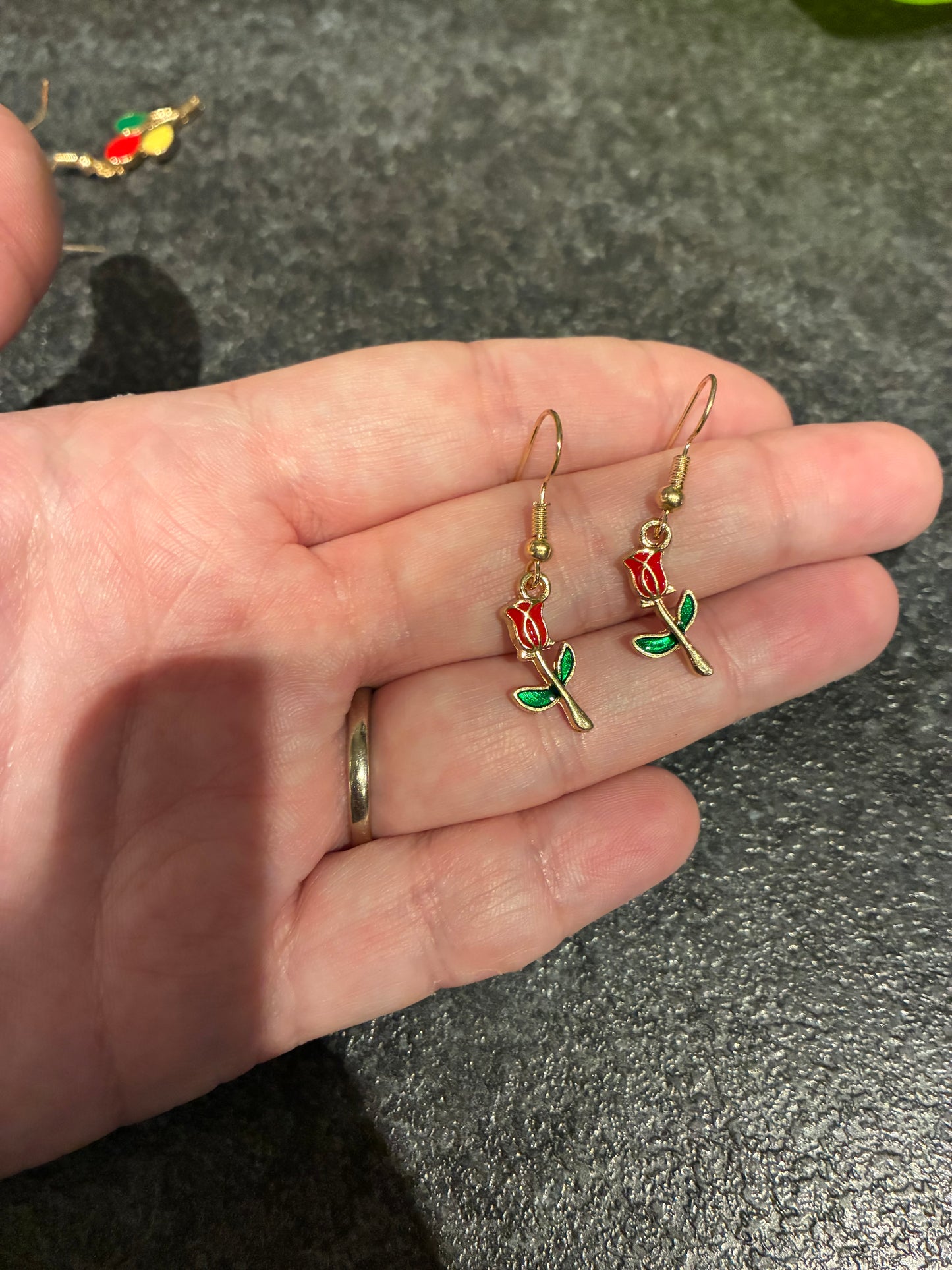 Red Rose Enamel earrings