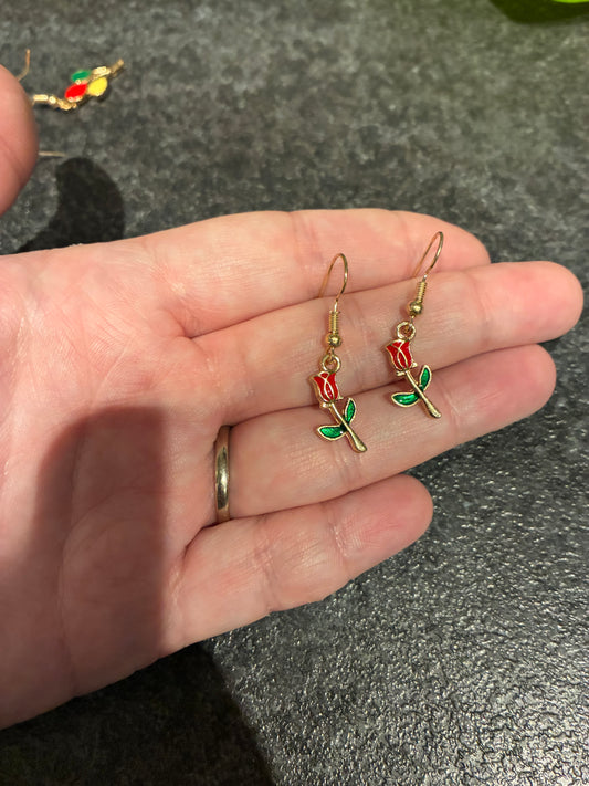 Red Rose Enamel earrings