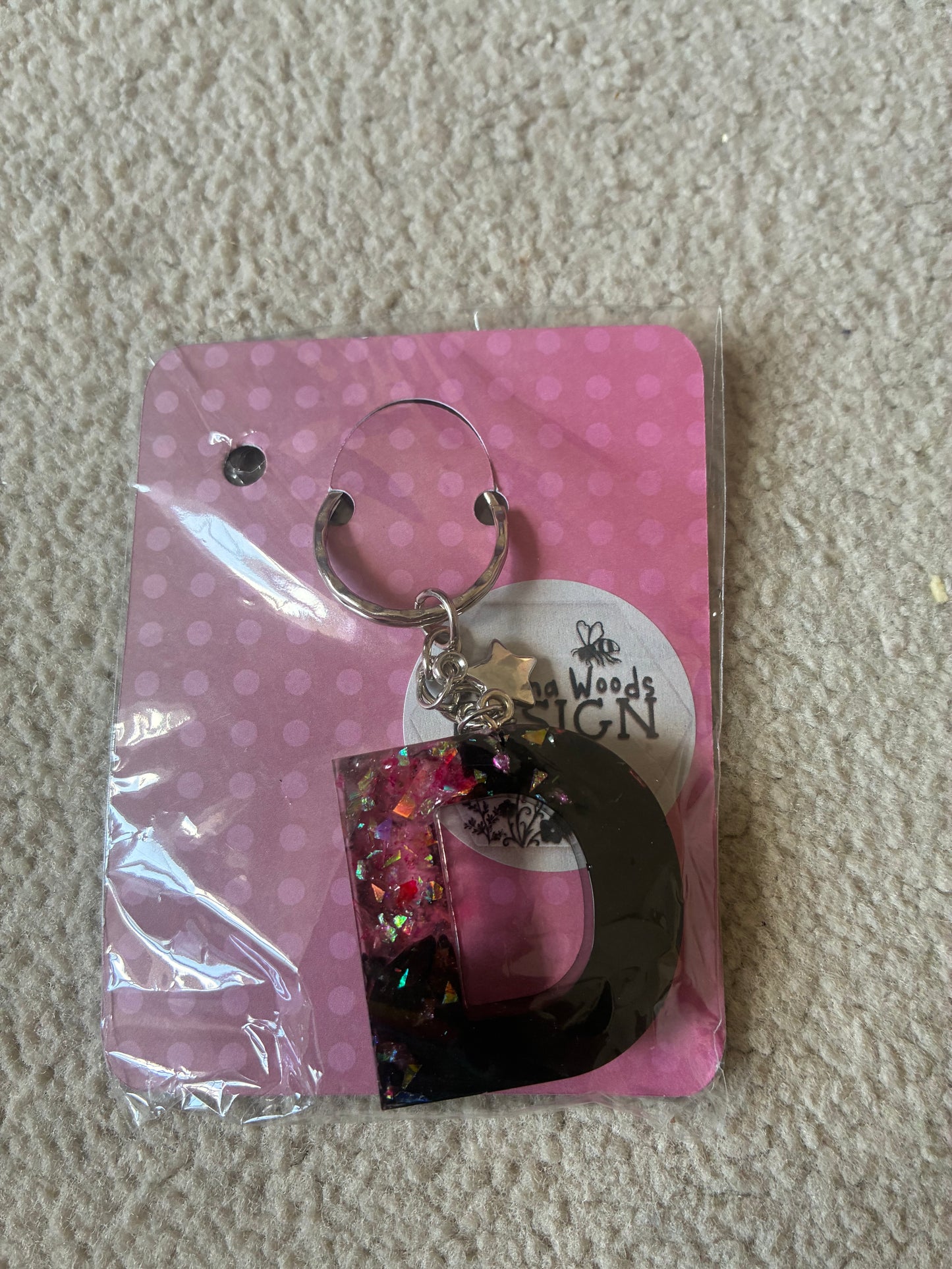 D Resin initial keyring