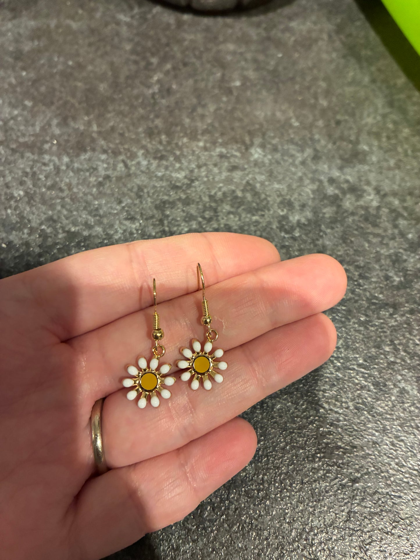 White Flower Enamel earrings