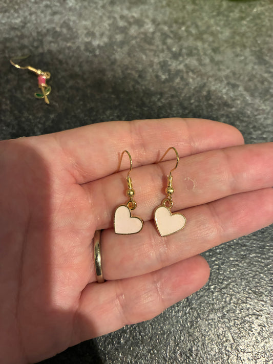 Light Pink Hearts Enamel earrings