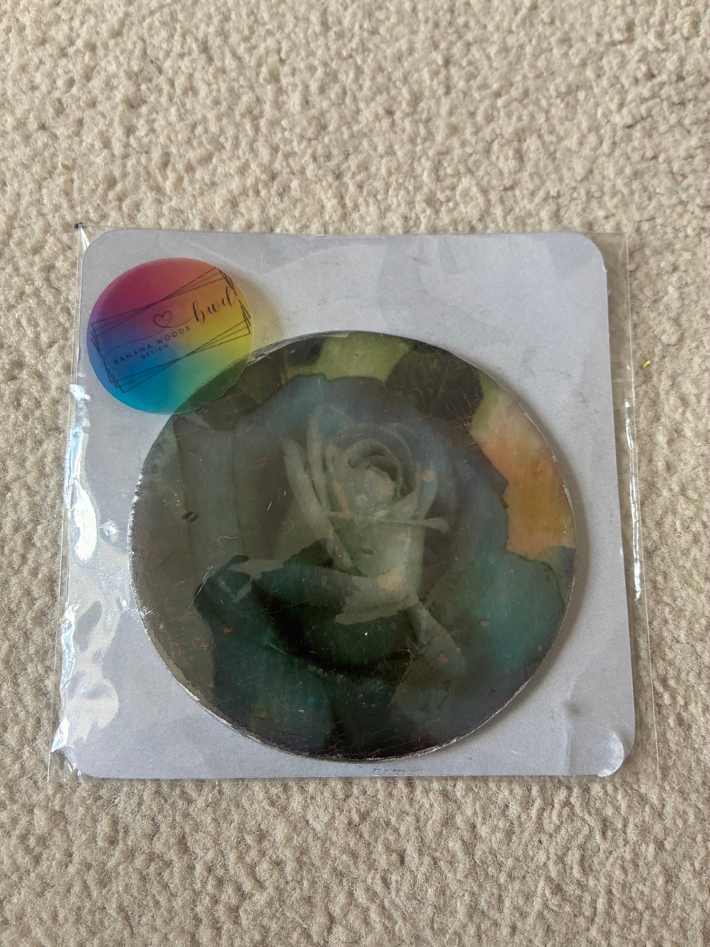 Rose Polymer clay coaster