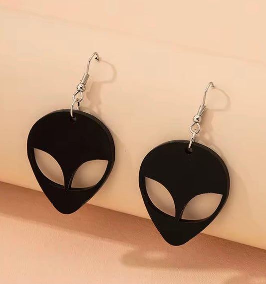 Black Alien Acrylic Earrings