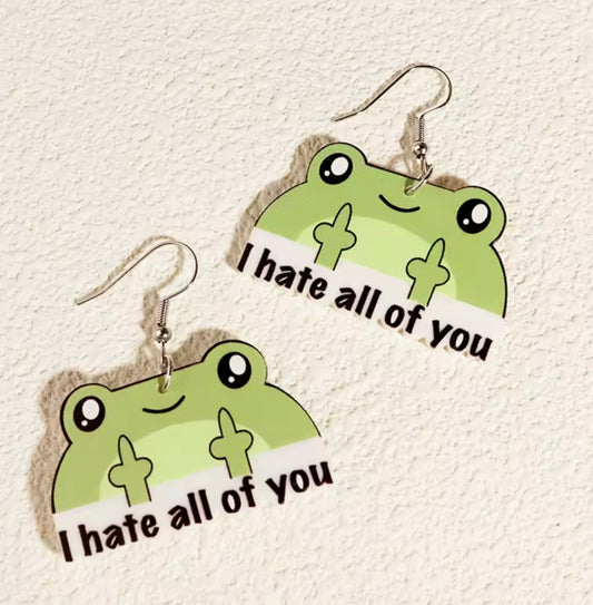 Funny Frog Acrylic Earrings
