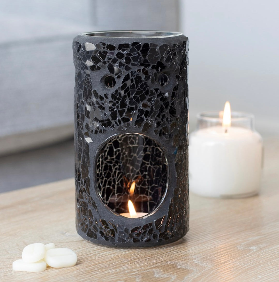 Black Sparkle Crackle Oil Burner