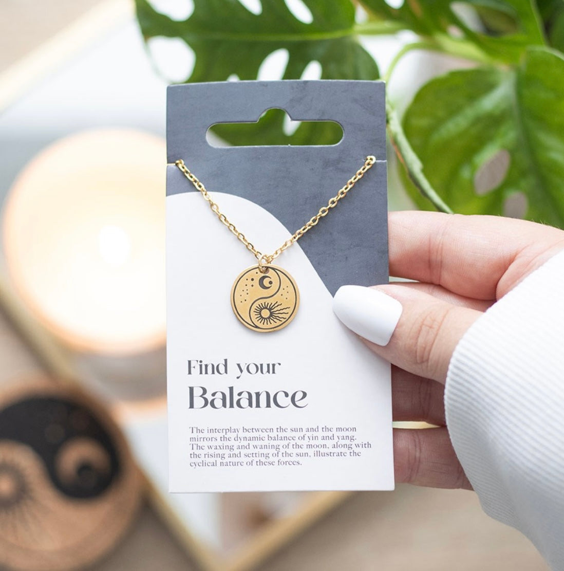 Yin Yang Necklace with backing card