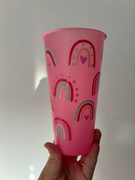 Pink rainbow cold cup 20oz cold cup
