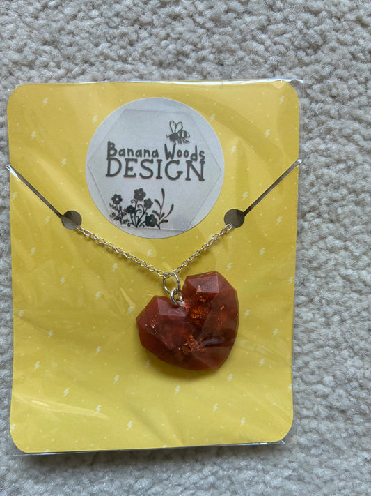 Chunky heart Resin pendant necklace