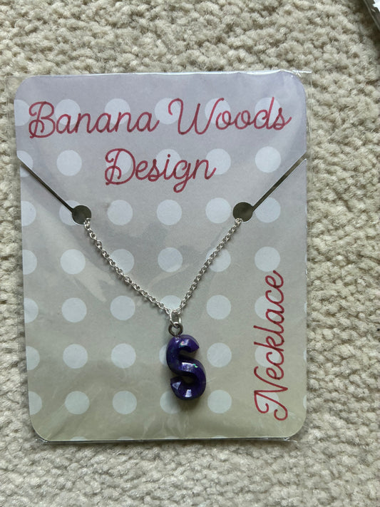 S initial Resin pendant necklace