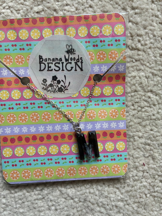 H initial Resin pendant necklace