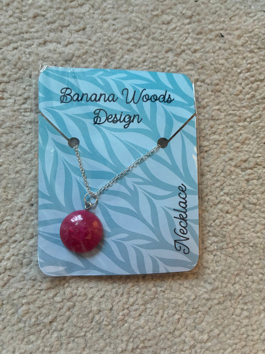 Pink Resin pendant necklace