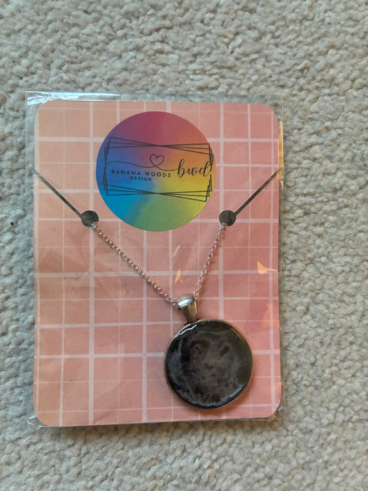 Grey and black Resin pendant necklace