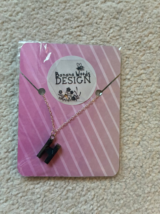 H initial Resin pendant necklace