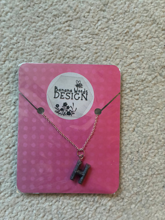 H initial Resin pendant necklace