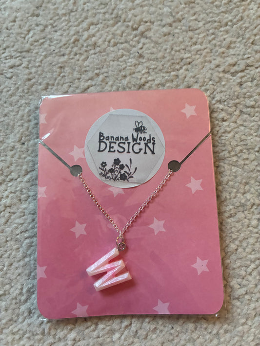 W initial Resin pendant necklace