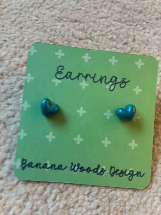 Tiny blue hearts Resin earrings