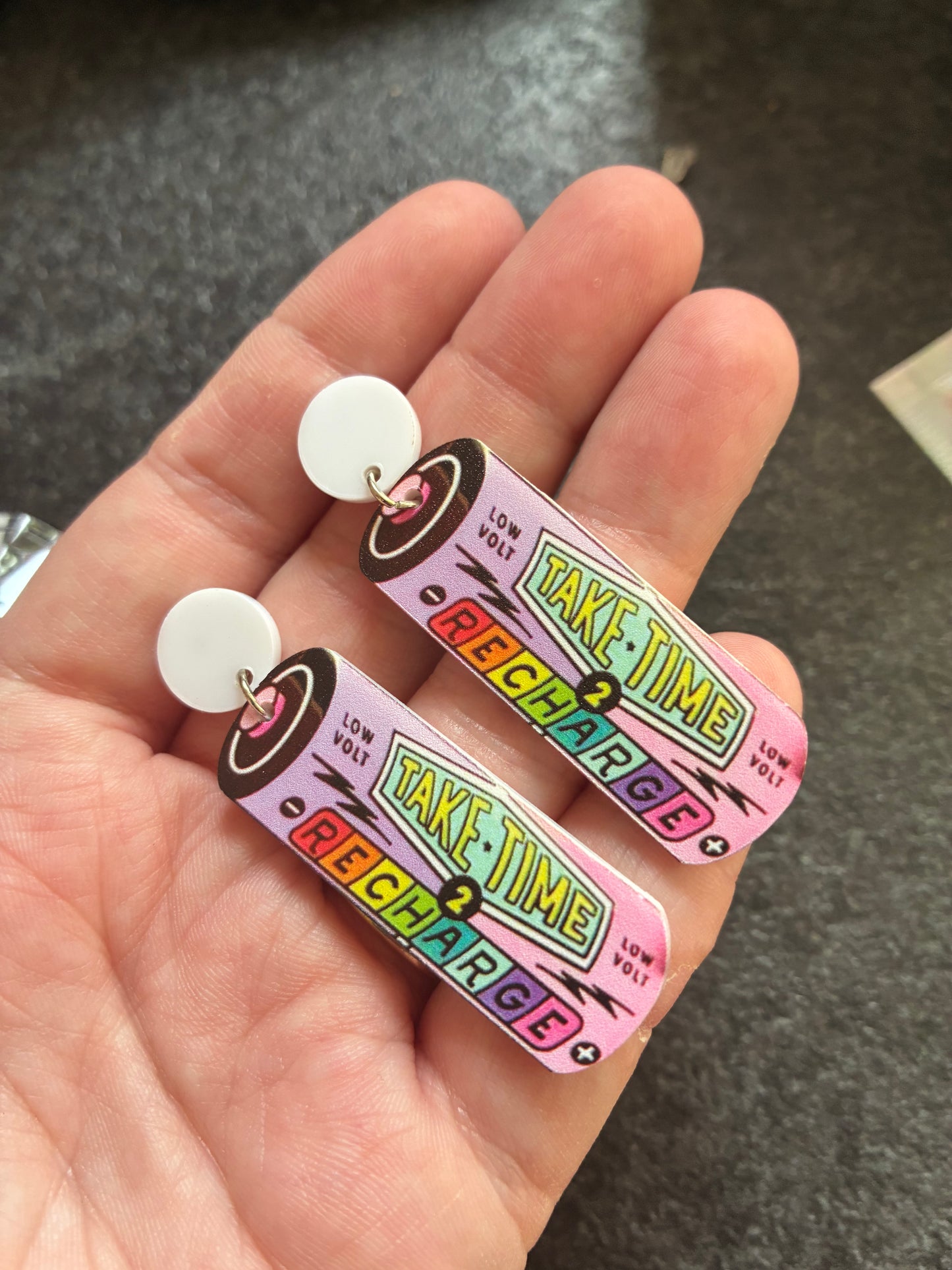 Recharge Battery Acrylic earrings