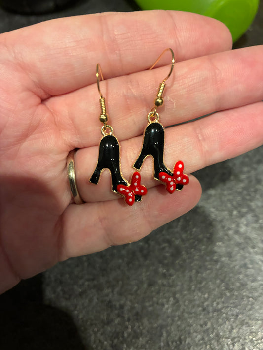 High heels with bows Enamel Earrings