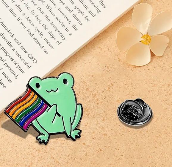 Frog with rainbow Enamel pin- 2 options!