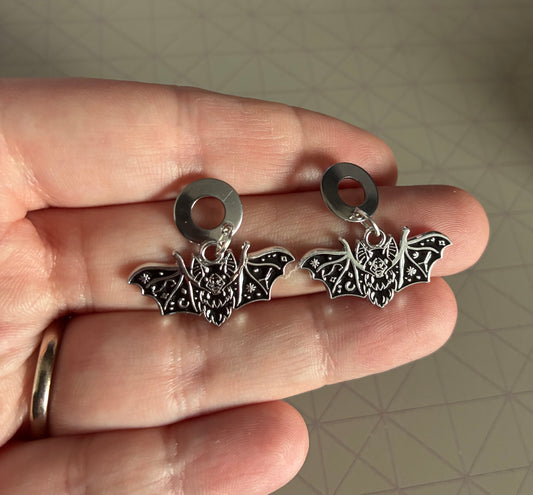 Black Bat Enamel earrings