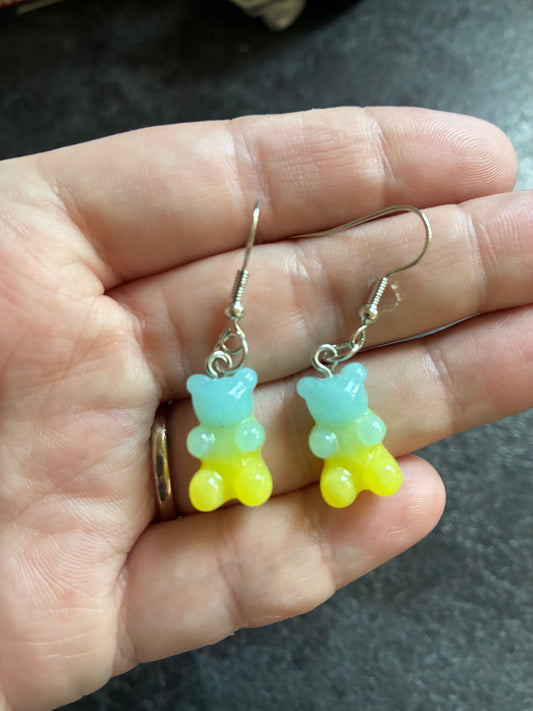 Blue & Yellow Gradient Gummy Bear Earrings