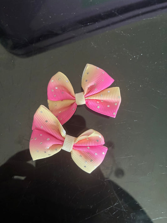 Pink & Peach Colourful Hair Bow x2 pack