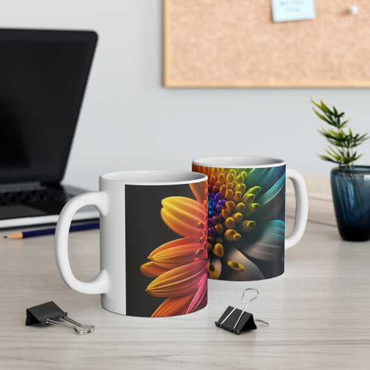 Rainbow flower ceramic coffee mug 11oz