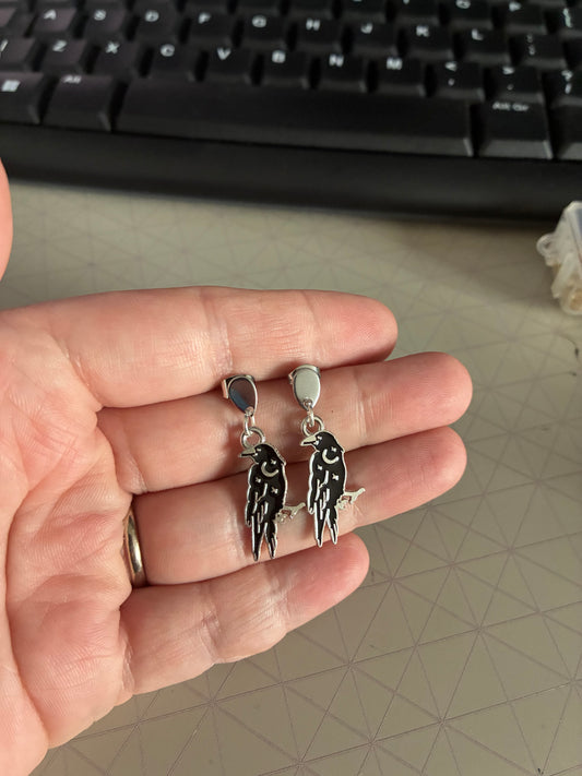 Raven Enamel earrings