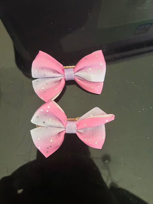 Pink and Purple Colourful Hair Bows x2 pack