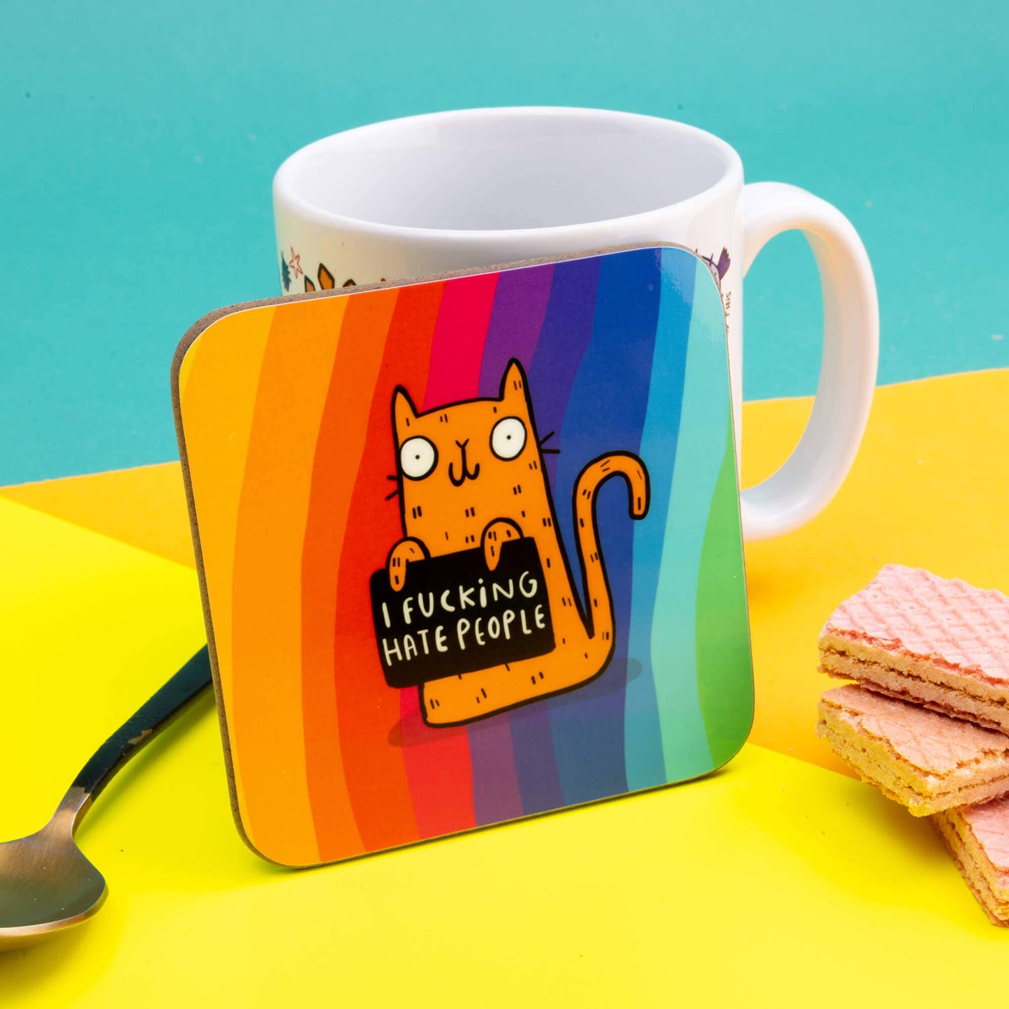 I F*ing Hate People Sweary Cat Coaster