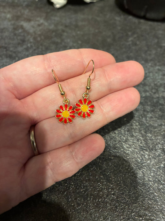 Red Flower Enamel earrings