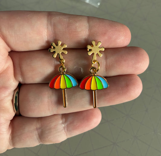 Rainbow Parasol Enamel earrings