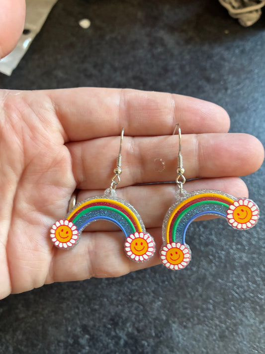 Rainbow Acrylic Earrings