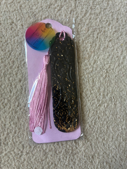 Black and Gold Textured Polymer clay bookmark
